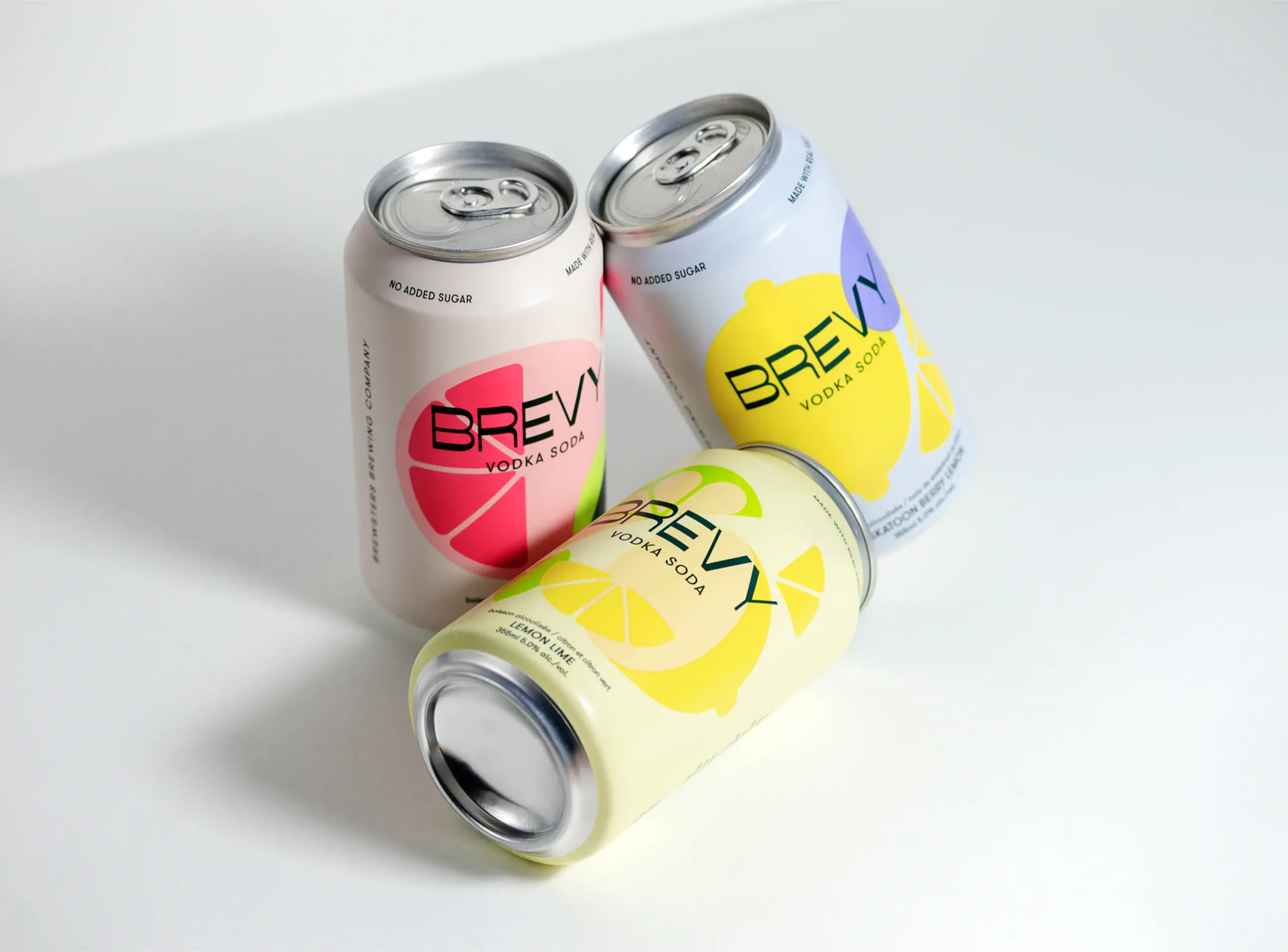 Brevy cans tilted on eachother