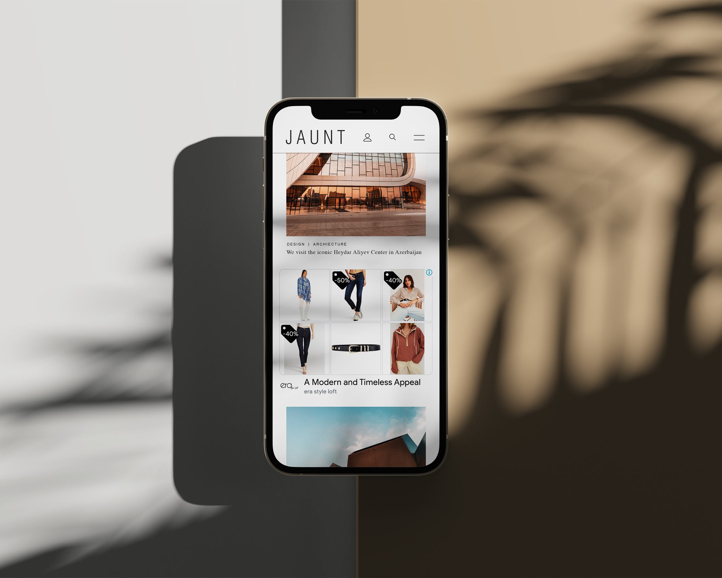 smartphone showing Era Style Loft digital ads 
