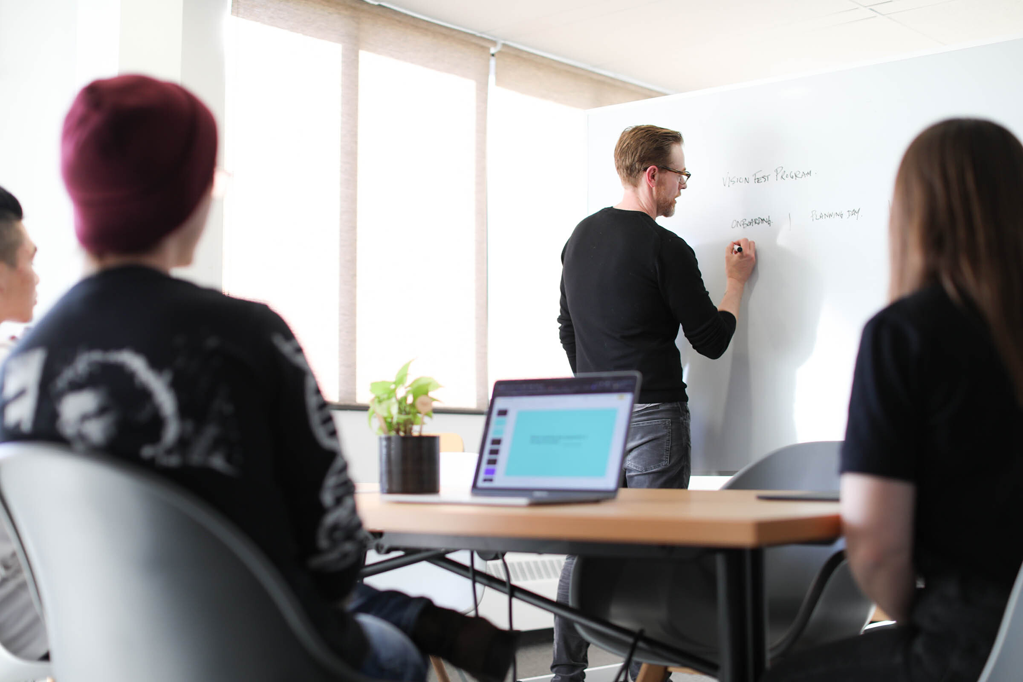 Team writing on whiteboard