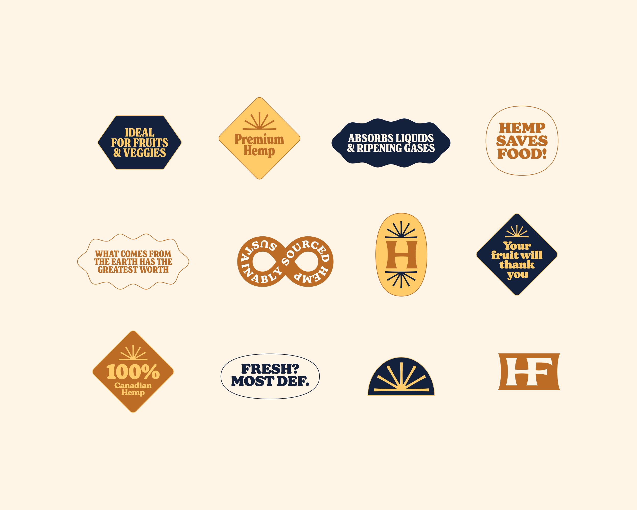 badges describing selling features of Hemp-Fresco product