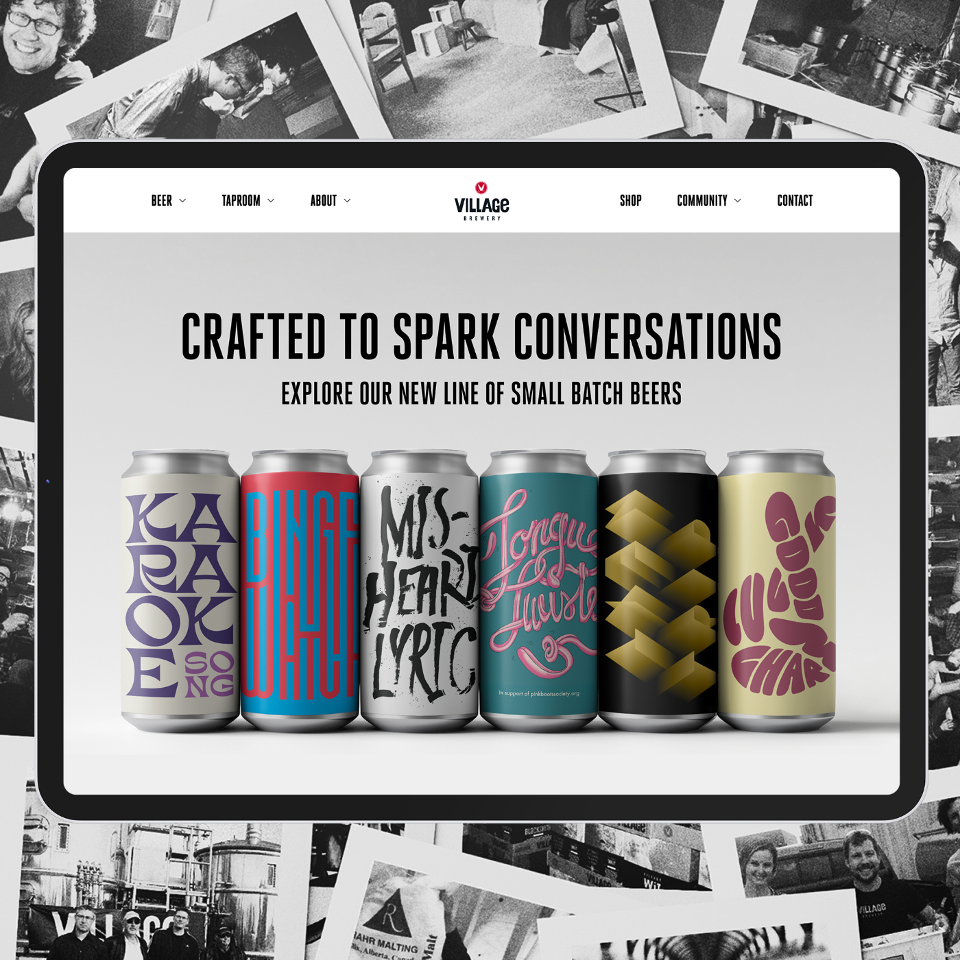 Village website homepage featuring their new explorer can lineup