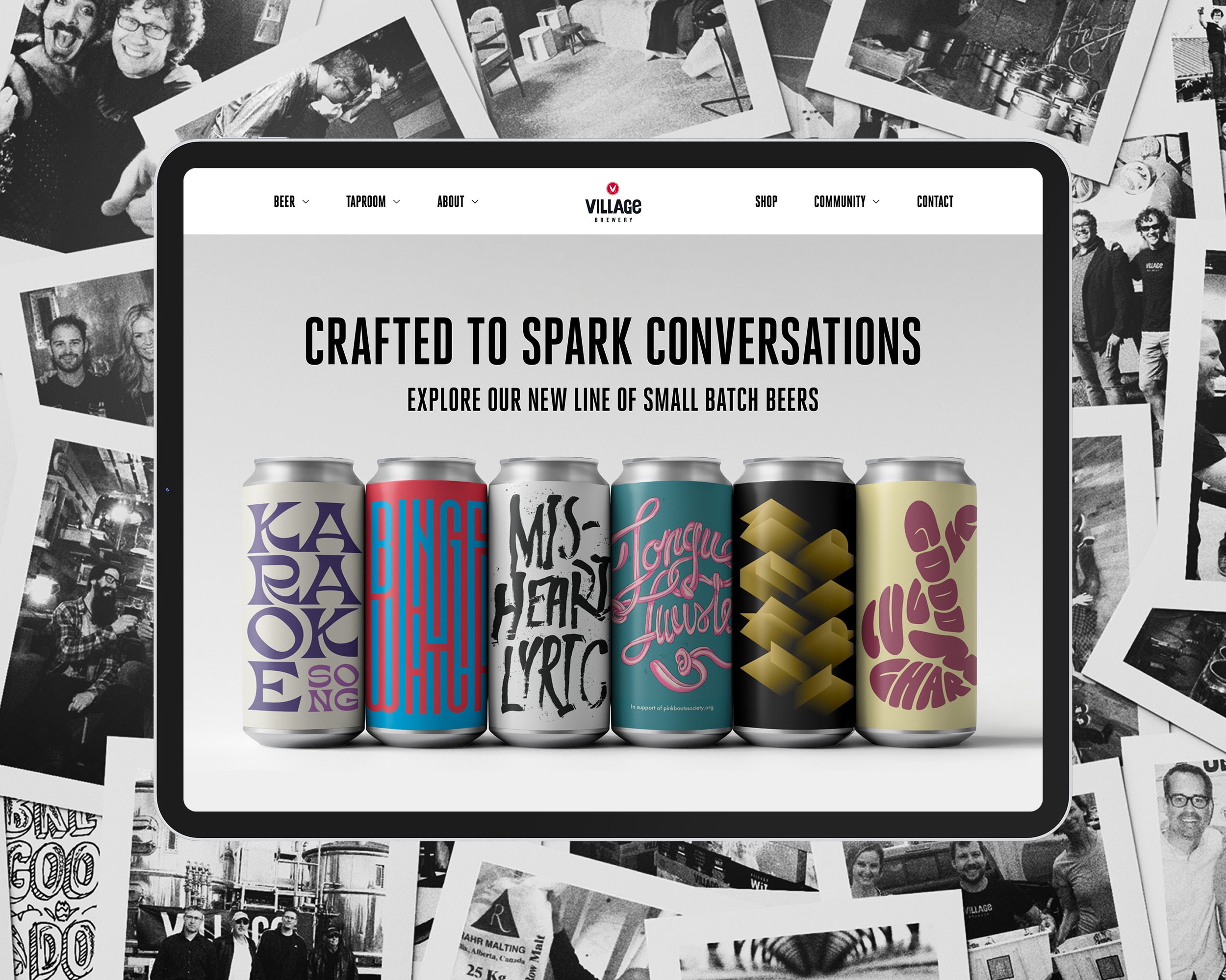 Village website homepage featuring their new explorer can lineup