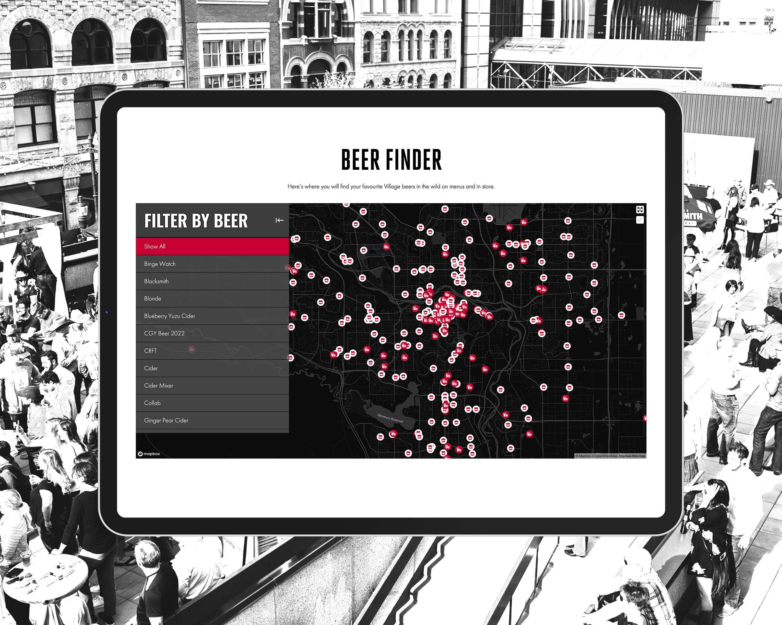 Beer finder map on contact page 