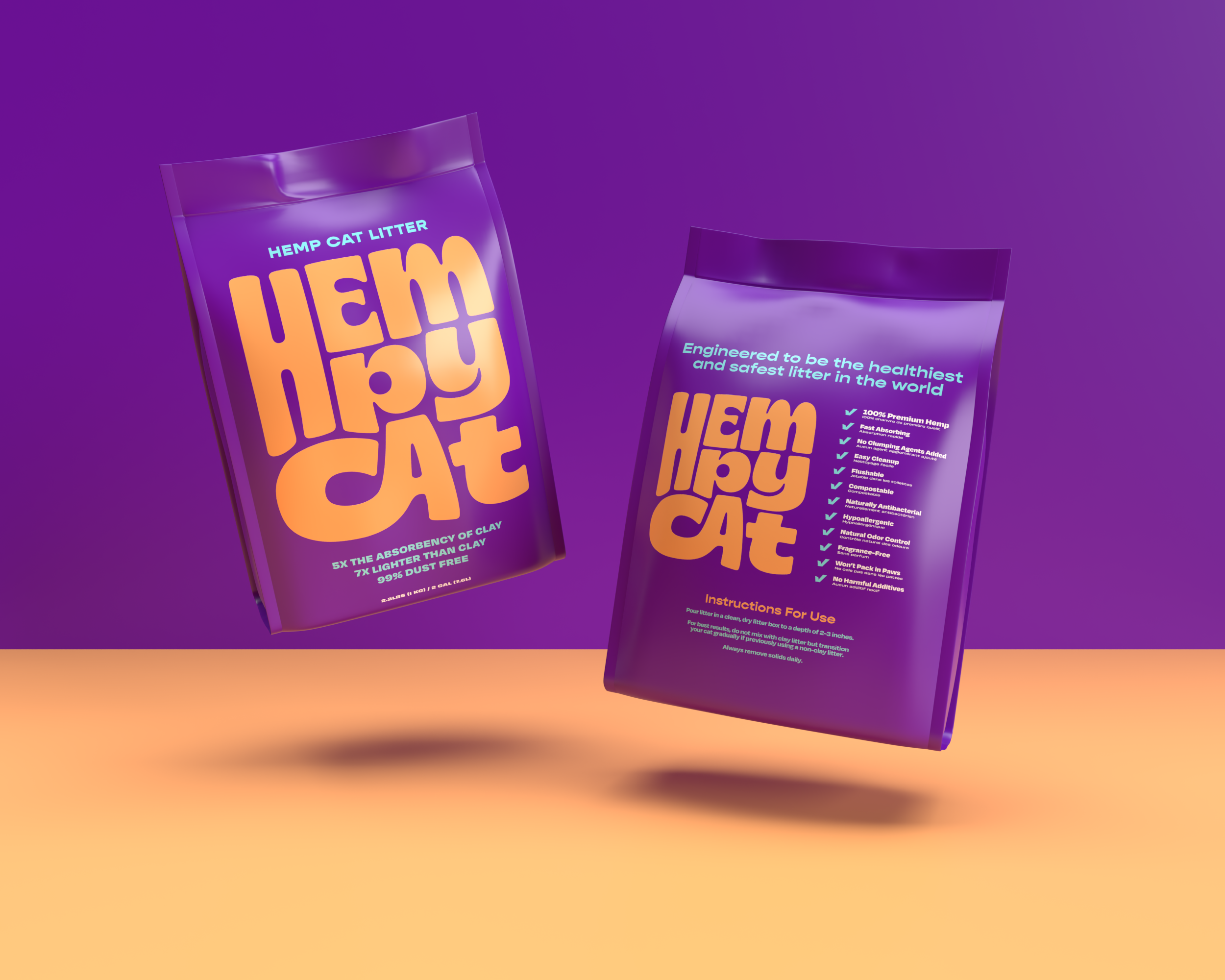 Two bags of Hempycat litter