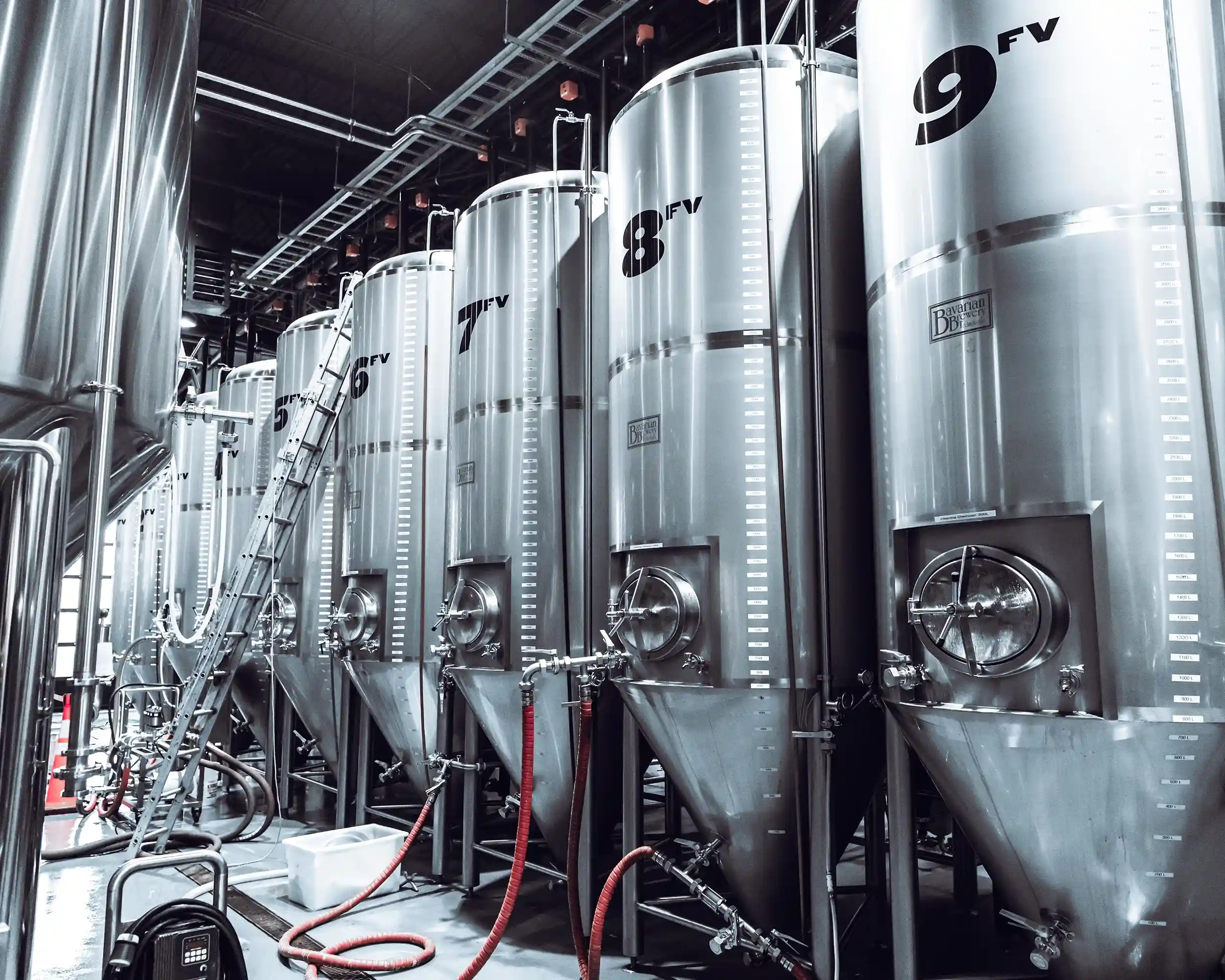 Beer tanks at brewery