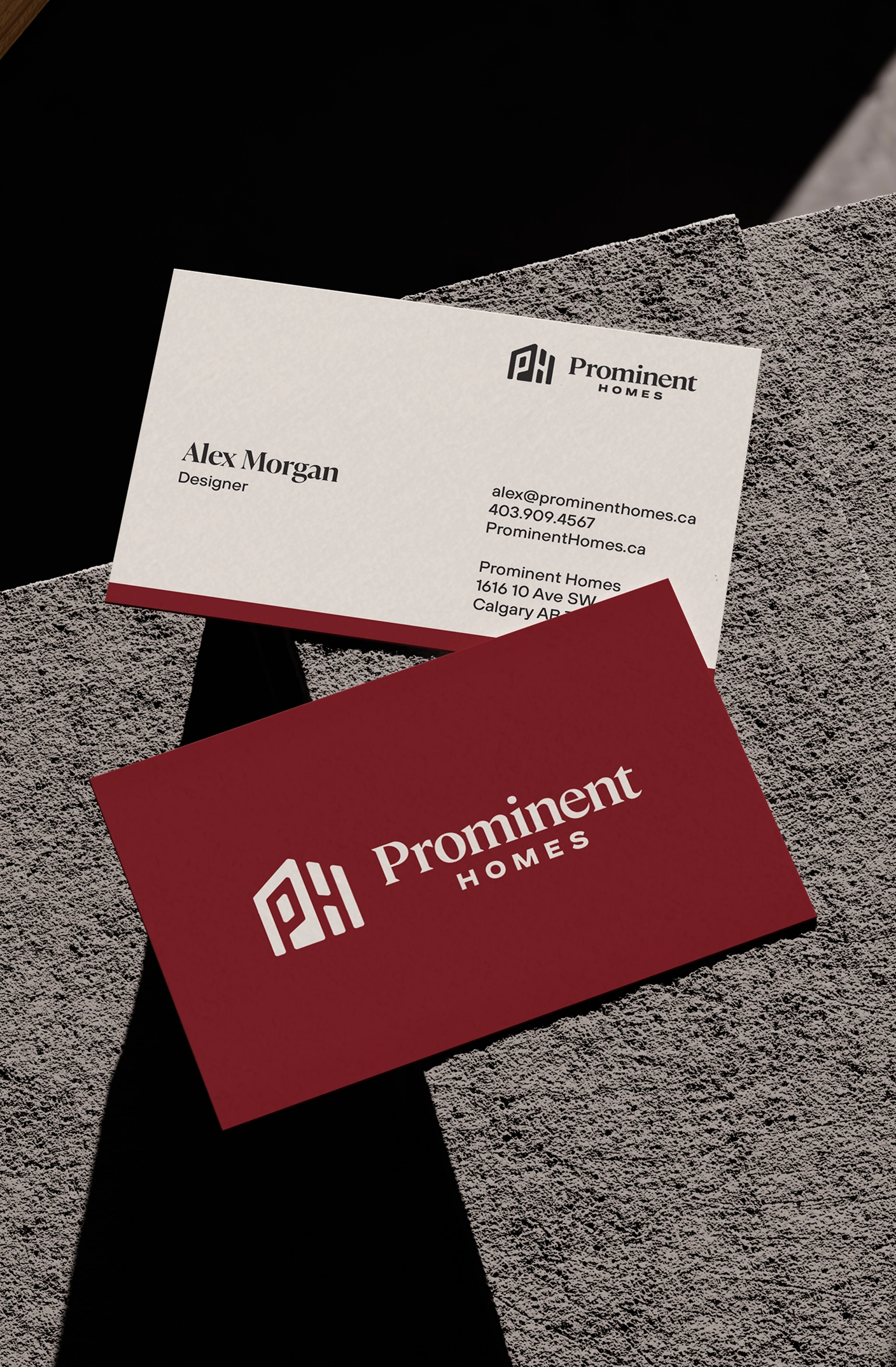 Prominent Homes - Website Case Study - Business cards